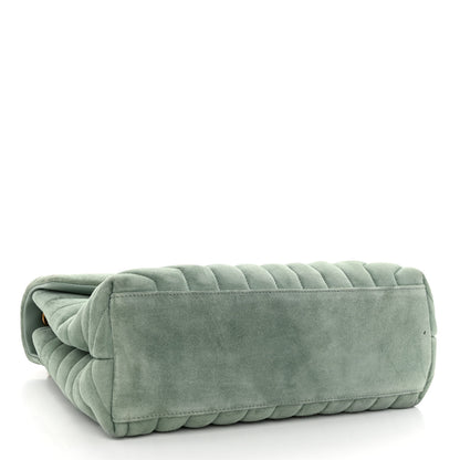 Saint Laurent Suede Y Quilted Monogram Medium Loulou Chain Satchel Vert Opaline 4 of 10