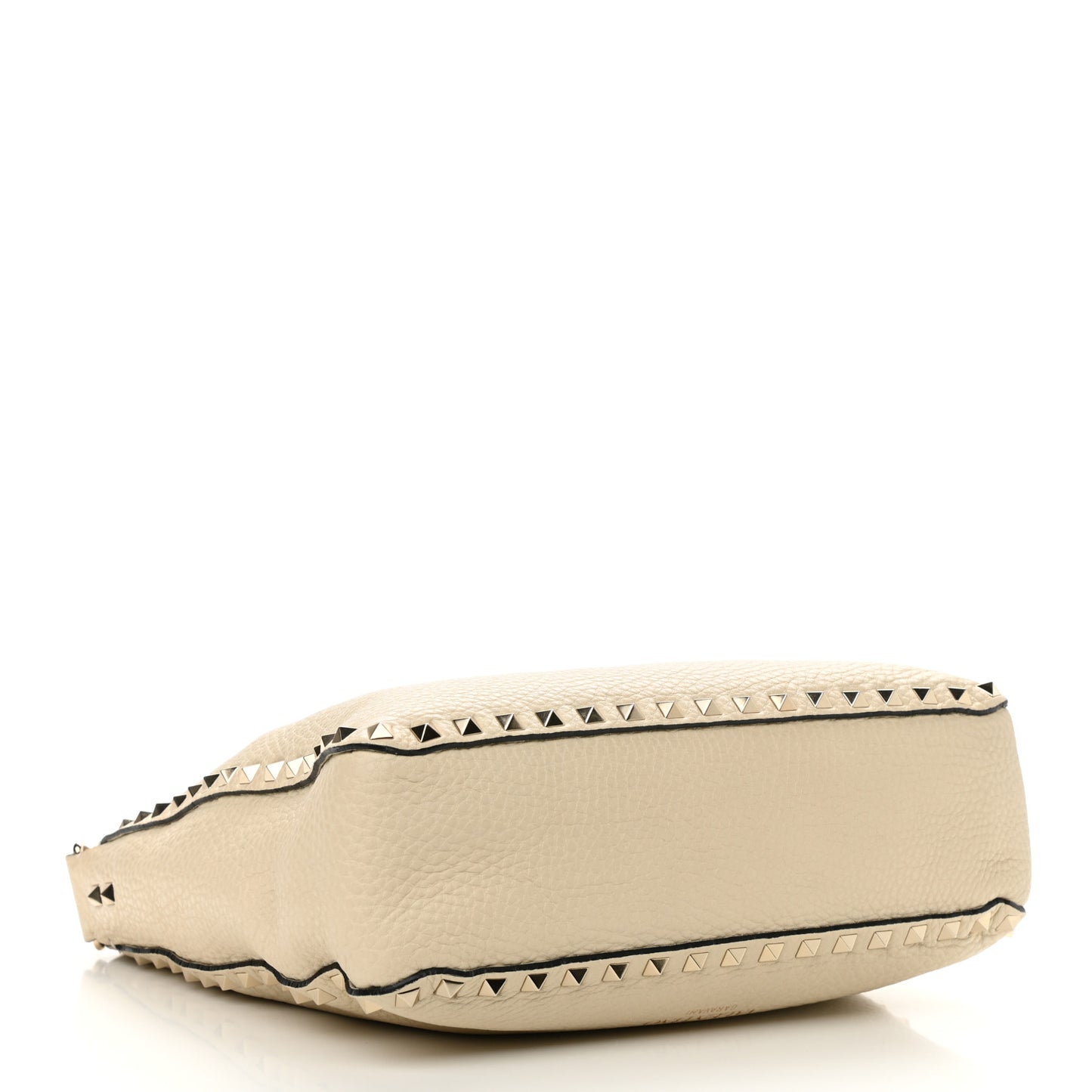 Pebbled Calfskin Small Rockstud Flip-Lock Messenger Bag Light Ivory