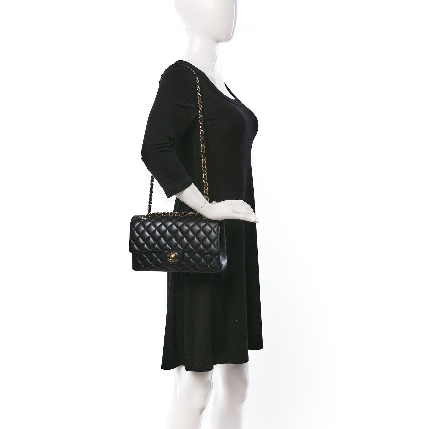 Chanel Lambskin Quilted Medium Double Flap Black 2 of 10