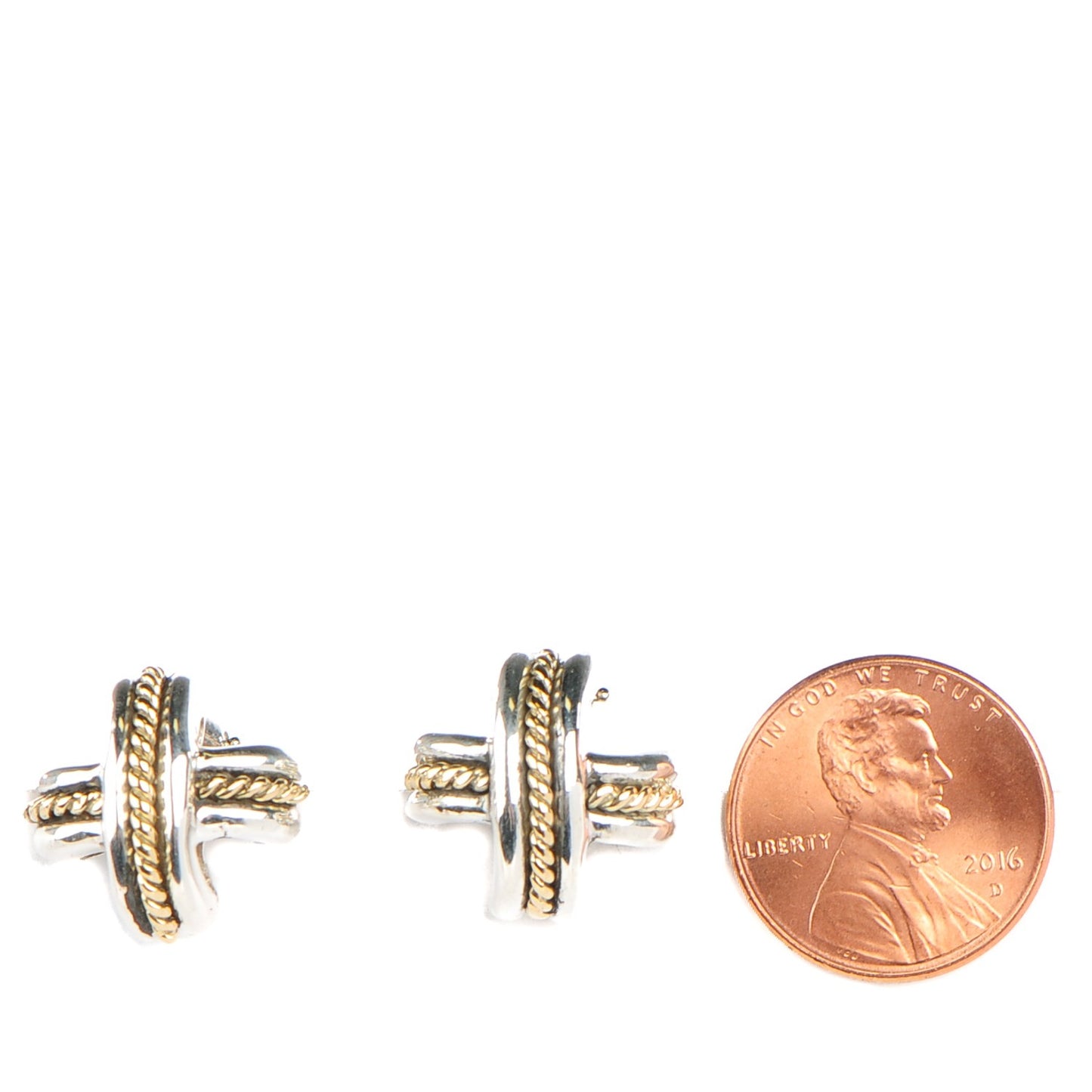 Sterling Silver 18K Yellow Gold Signature X Earrings