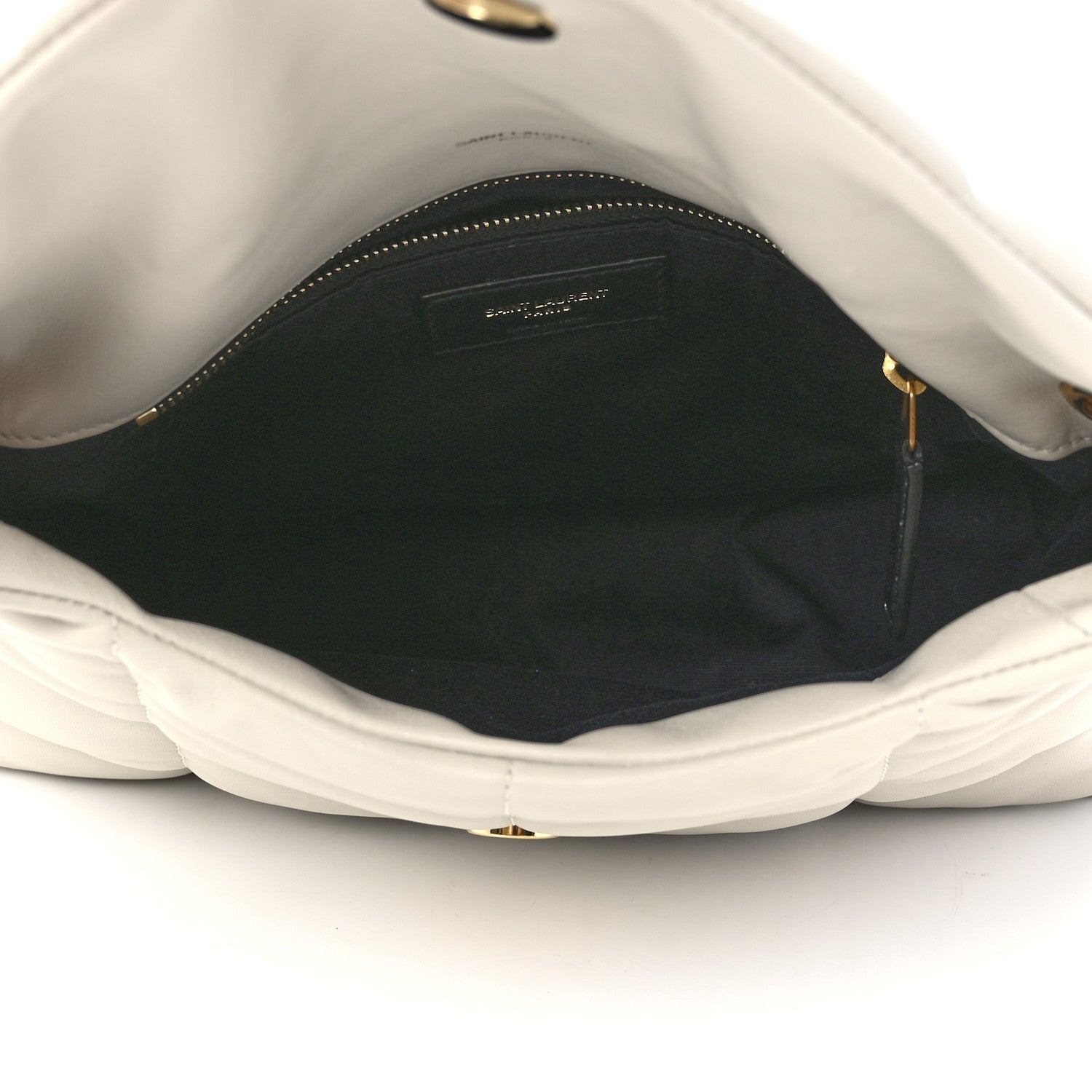 Saint Laurent Lambskin Quilted Small Loulou Puffer Monogram Chain Satchel Blanc Vintage 4 of 12