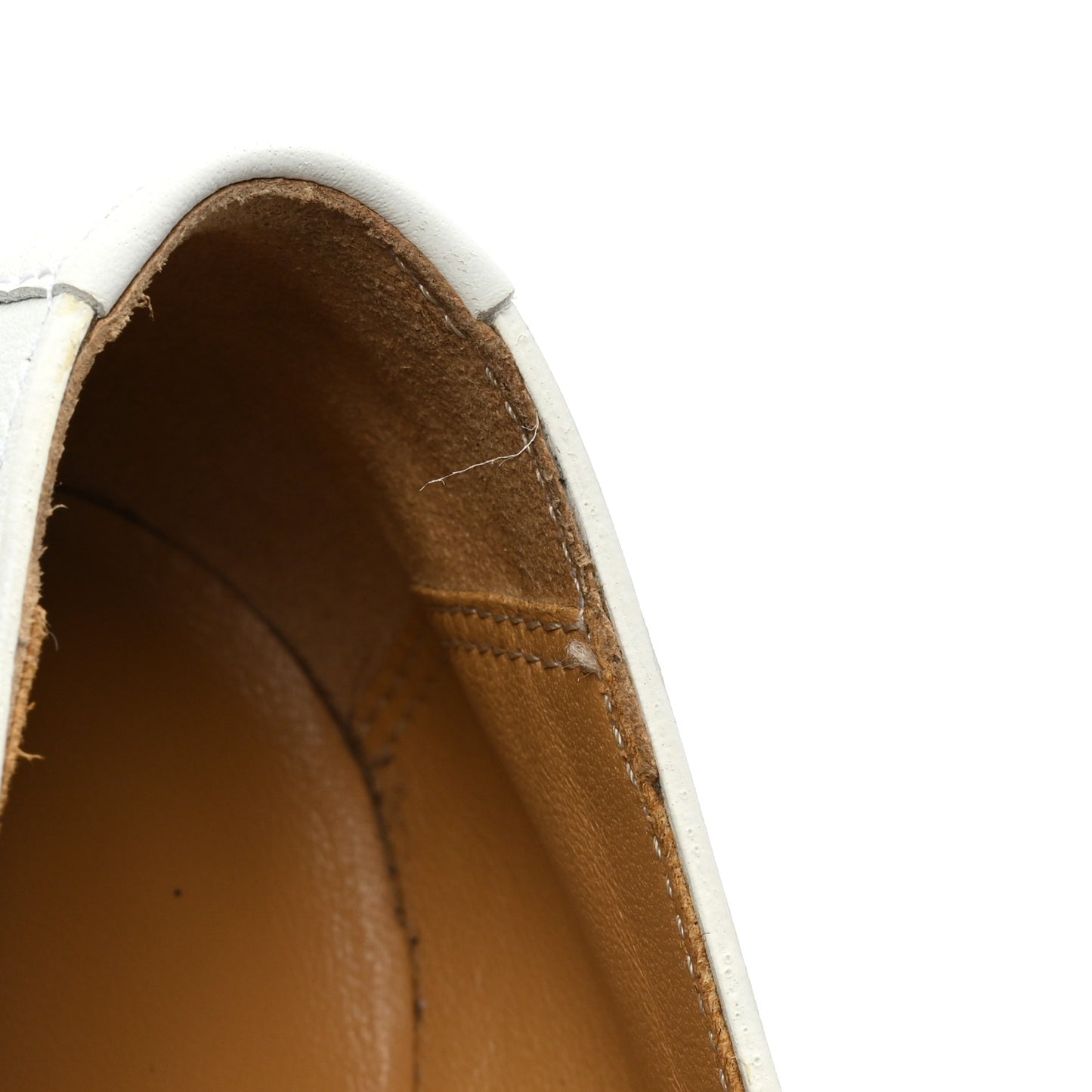 Calfskin Studded Womens Ancora Moccasin Loafers 37.5 White