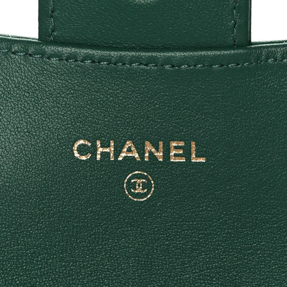 Chanel Lambskin Quilted Flap Card Holder Wallet Green 6 of 11