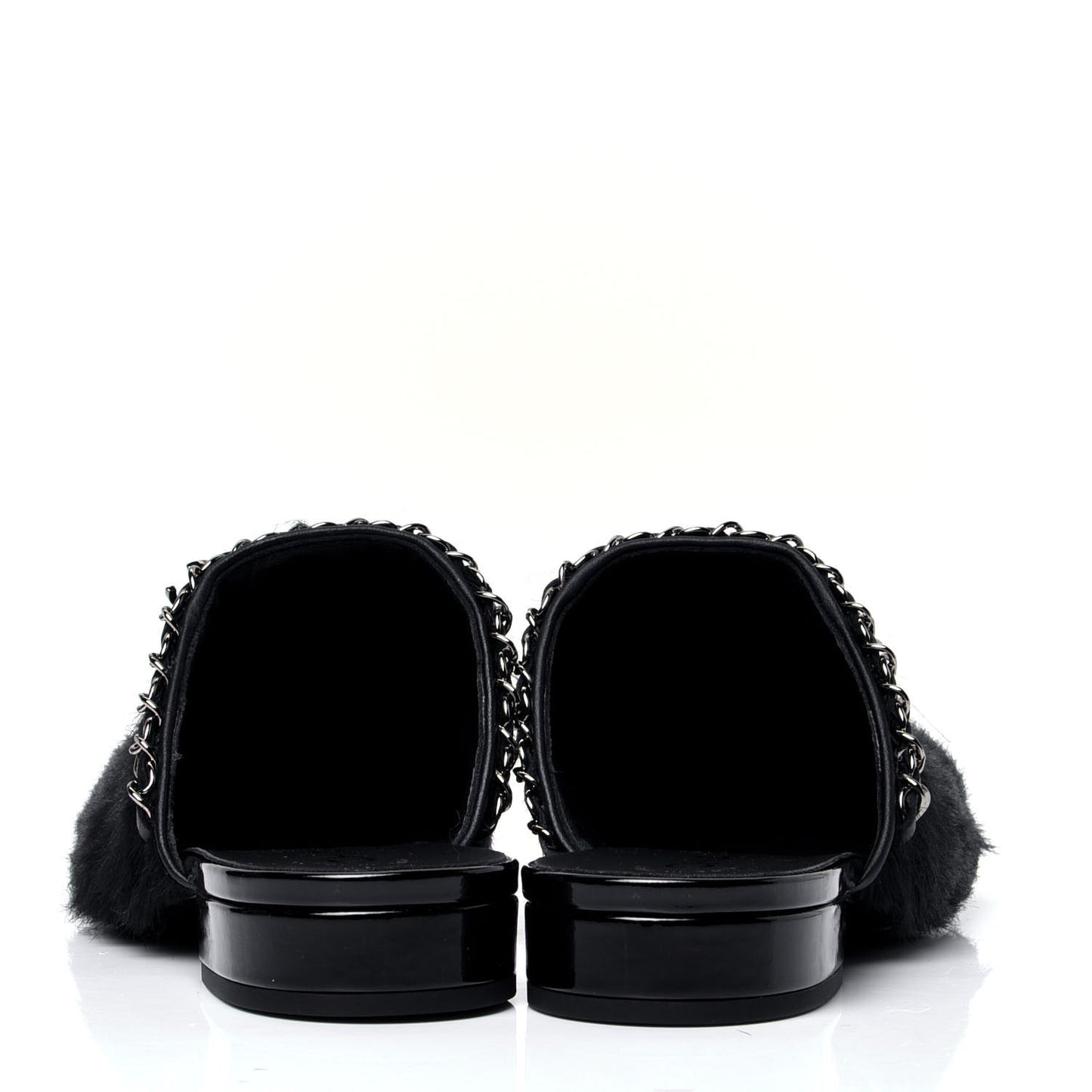 Calf Hair Chain Mules 38.5 Black
