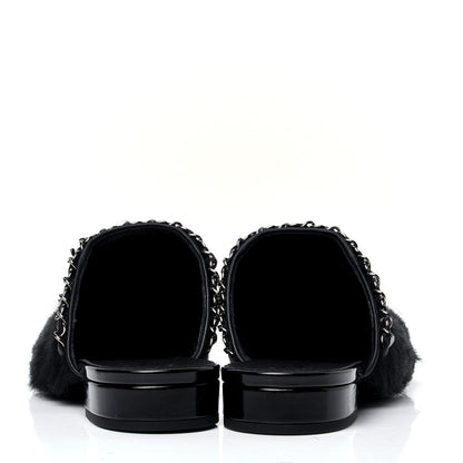 Chanel Calf Hair Chain Mules 38.5 Black 4 of 6