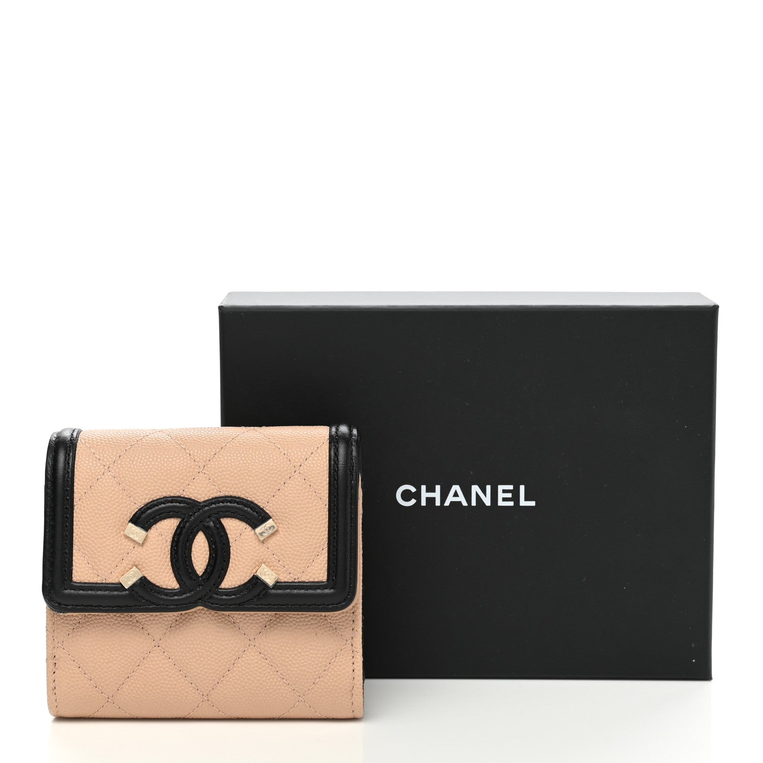 Chanel Caviar Quilted Filigree Flap Wallet Beige Black 9 of 9