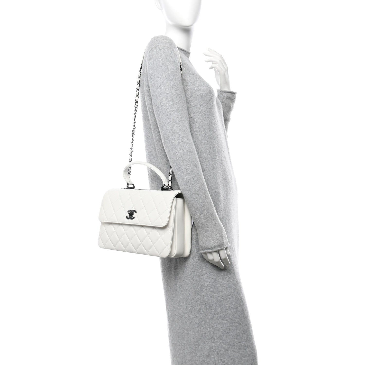 Chanel Lambskin Quilted Medium Trendy CC Flap Dual Handle Bag White 2 of 12