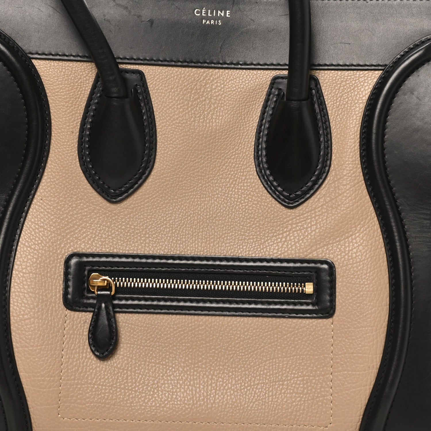 Celine Elephant Calfskin Suede Mini Tri-Color Luggage Sand 7 of 9
