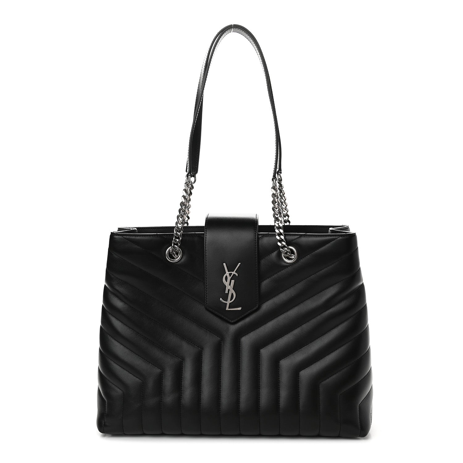 Saint Laurent Calfskin Y Quilted Monogram Large Loulou Shopper Black 1 of 9