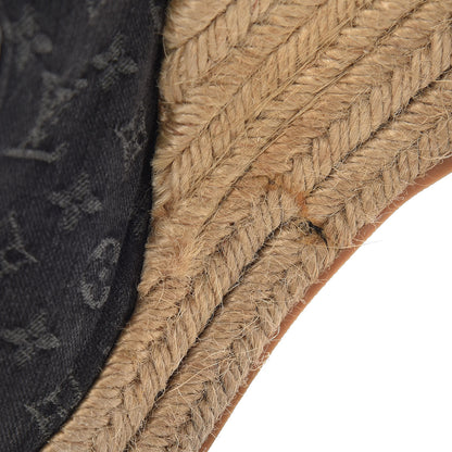 Louis Vuitton Denim Patent Monogram Bow Espadrille Wedges 38.5 Black 17 of 23