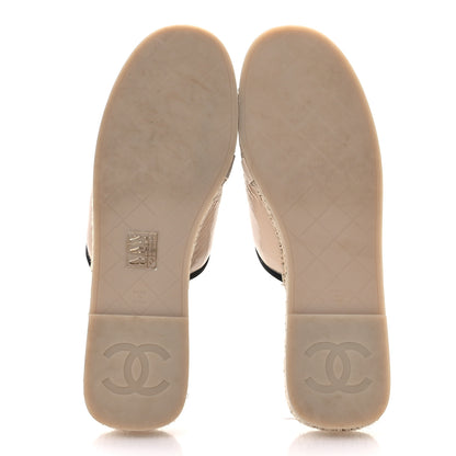 Chanel Crumpled Goatskin CC Espadrille Mules 39 Beige Black 6 of 10