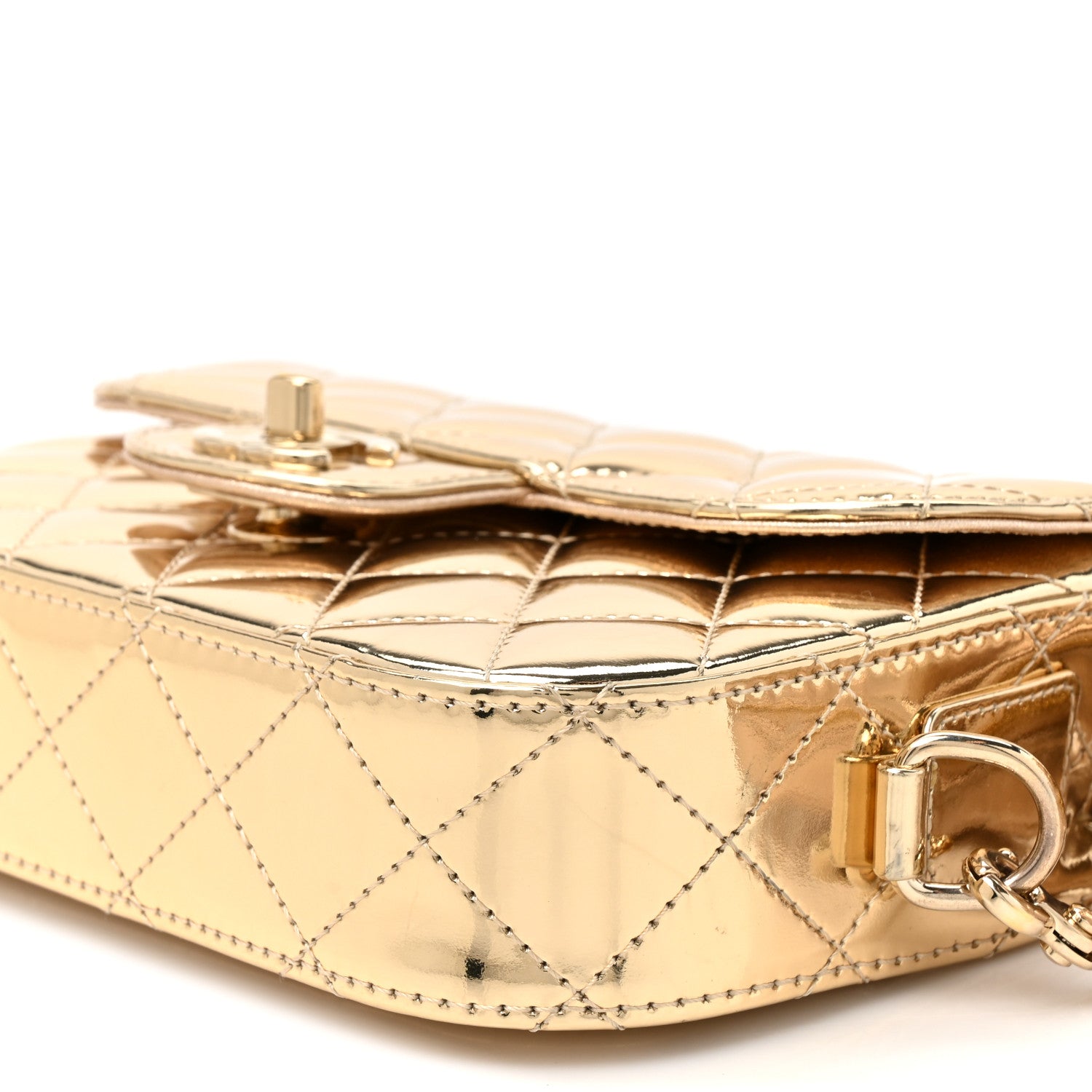 Chanel Mirror Calfskin Metallic Calfskin Quilted Hollywood Boulevard Mini Flap With Star Coin Purse Gold 10 of 13