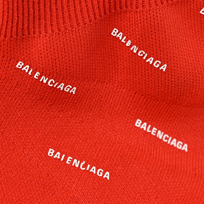 Balenciaga Neoprene Knit Allover Logo Womens Speed Sneakers 39 Rouge White 12 of 17