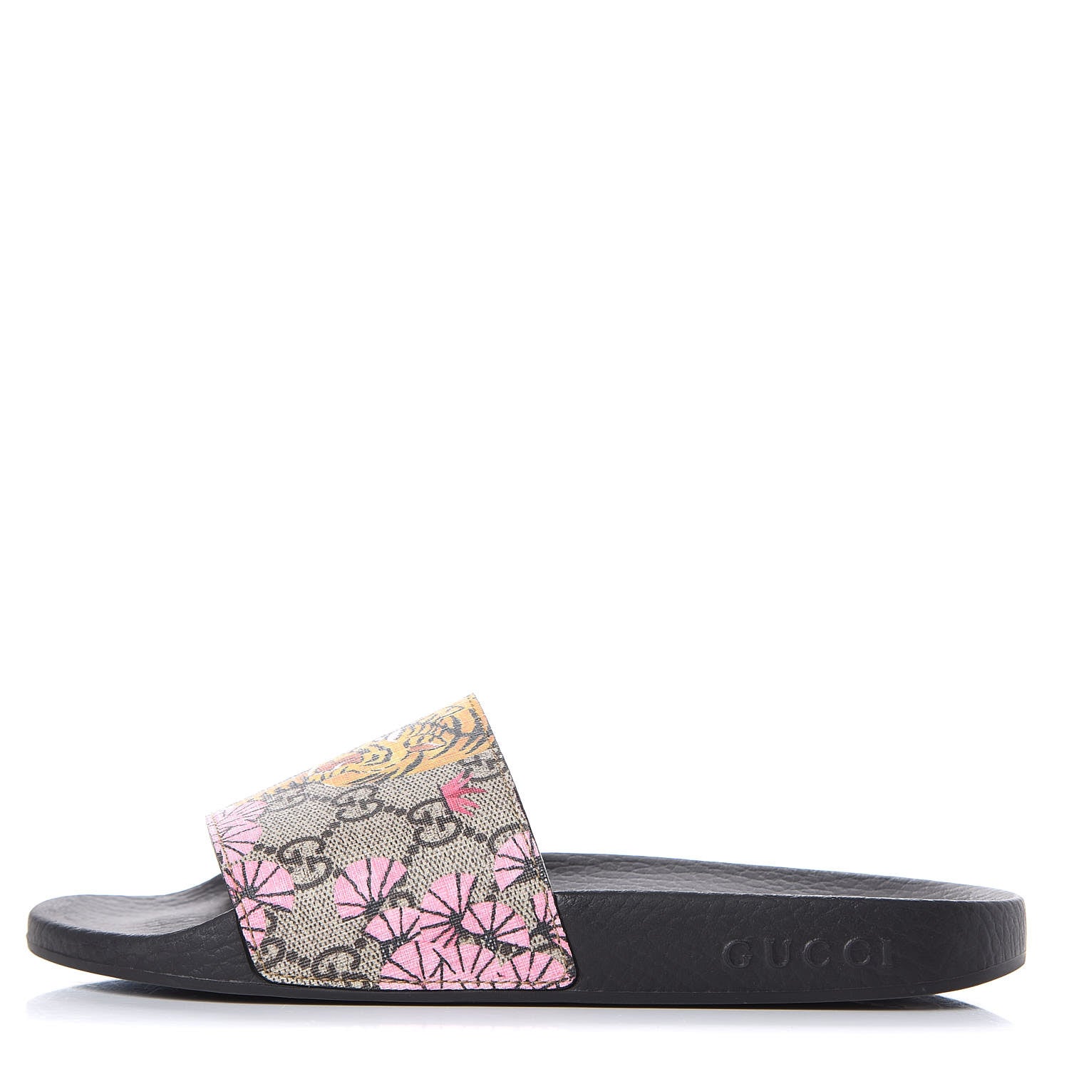 Gucci GG Supreme Monogram Bengal Slide Sandals 37 Beige Pink 1 of 9