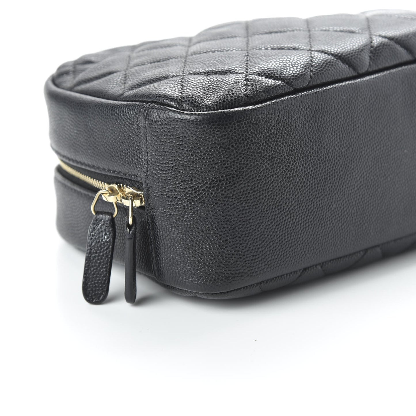 Caviar Quilted Curvy Pouch Cosmetic Case Black