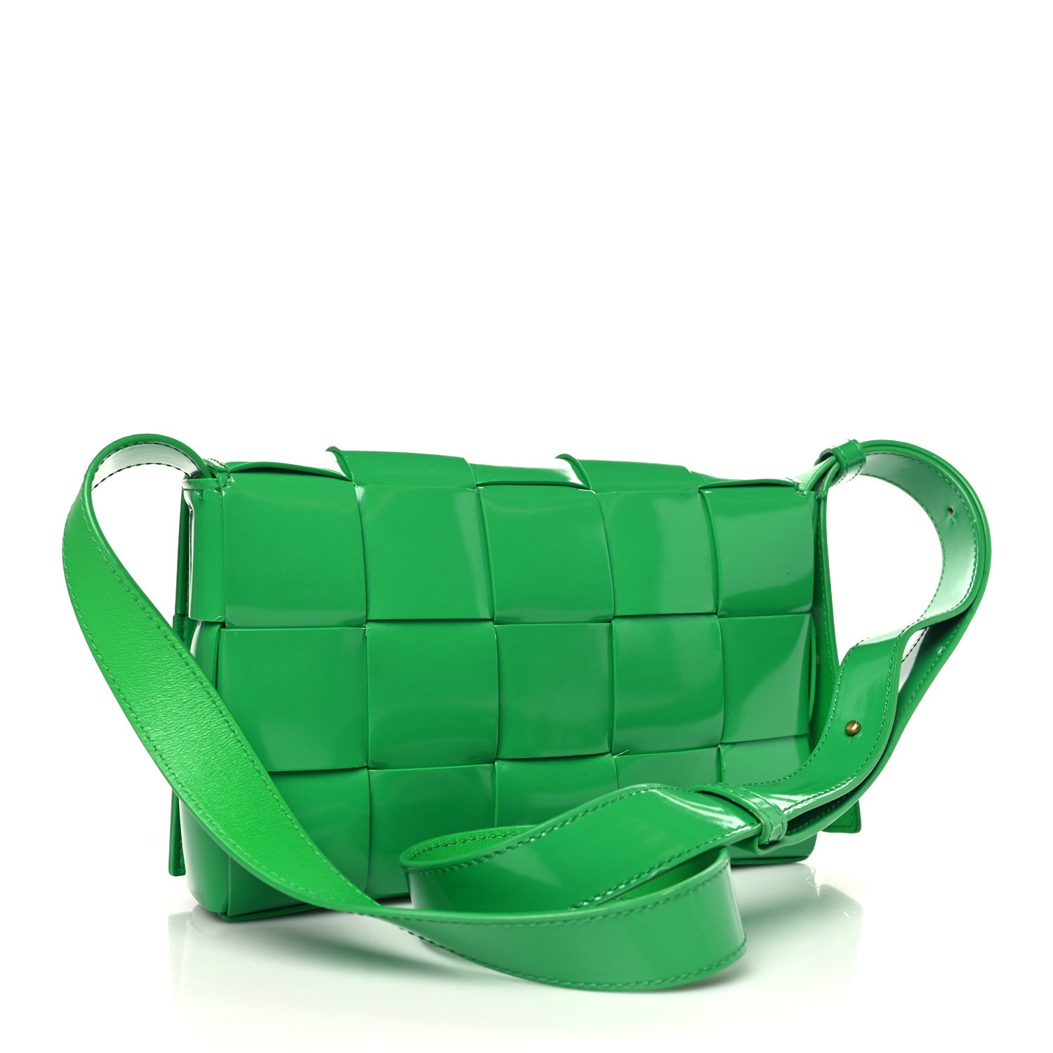 Bottega Veneta Patent Maxi Intrecciato Cassette Crossbody Bag Parakeet 3 of 11