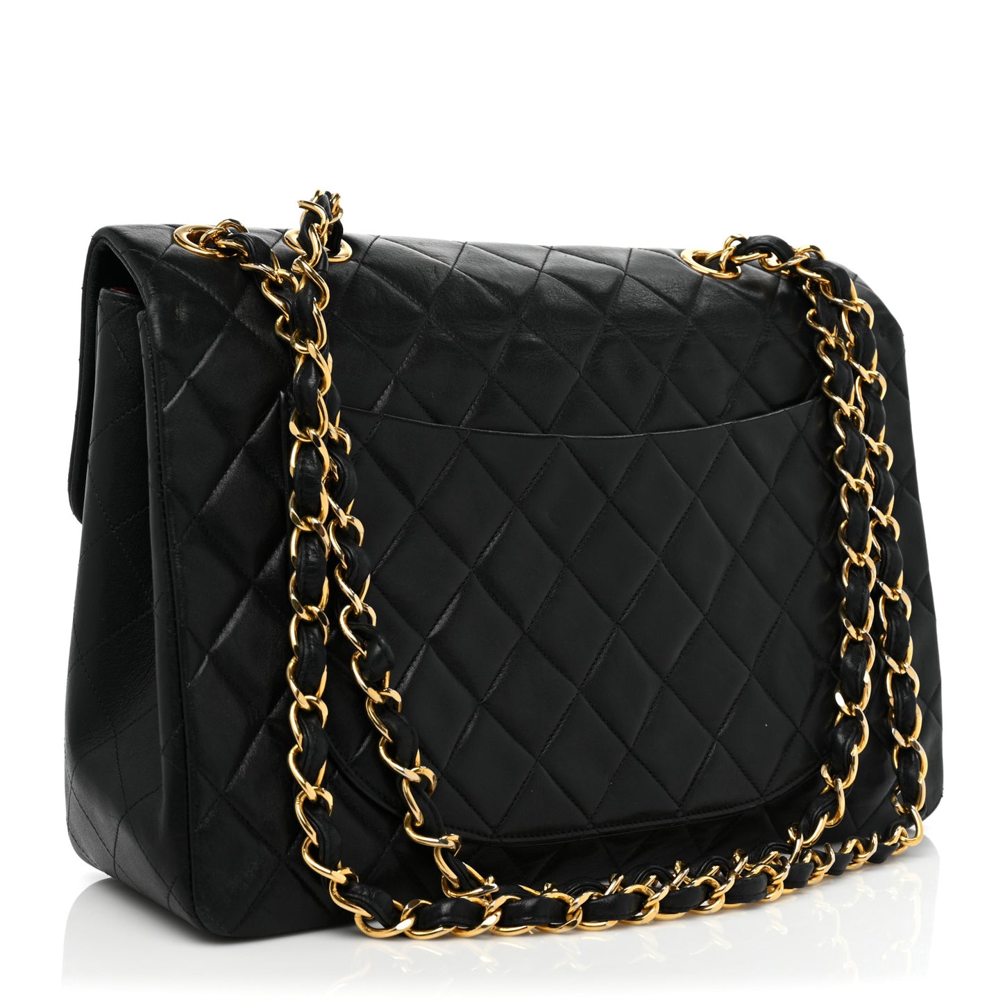 Lambskin Quilted XL Jumbo Single Flap Black
