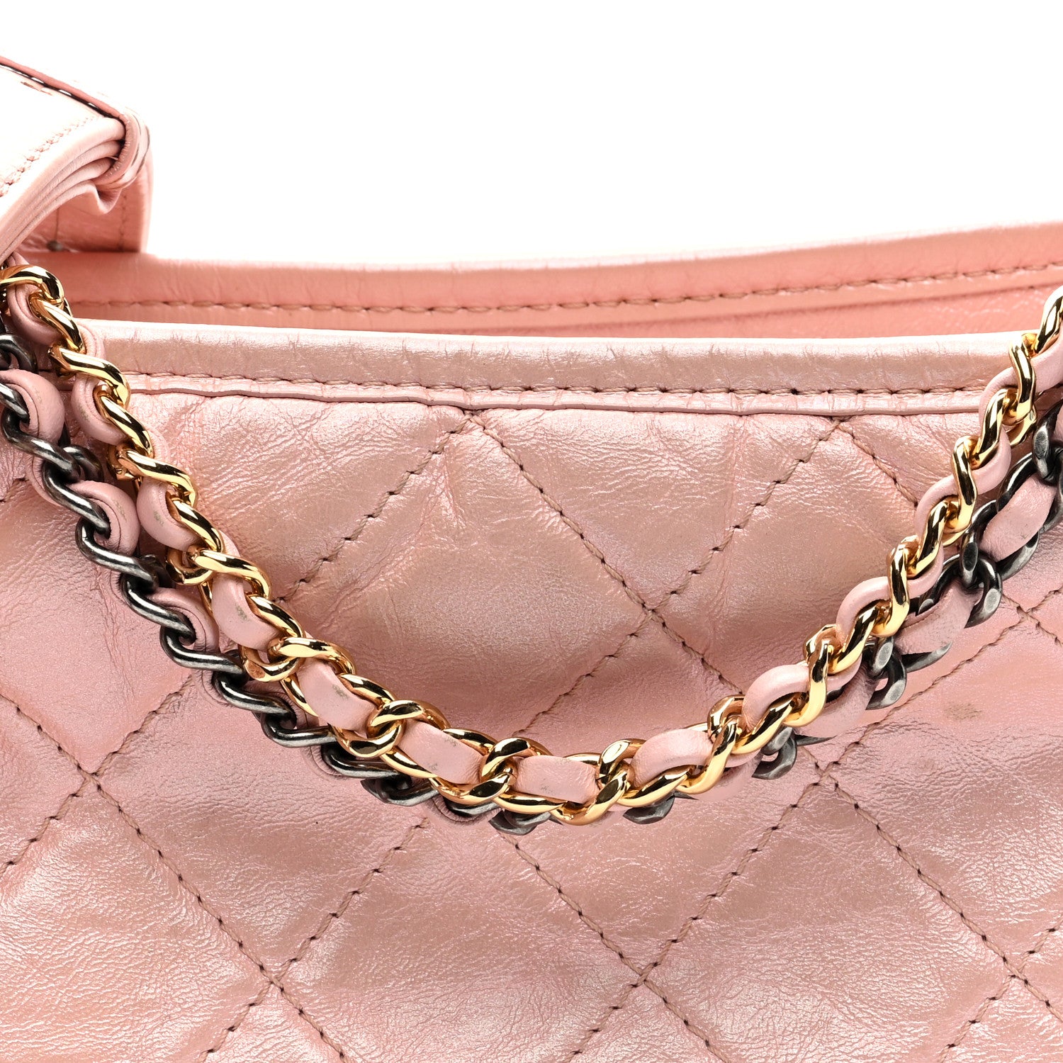Chanel Iridescent Aged Calfskin Quilted Small Gabrielle Hobo Rose 8 of 10