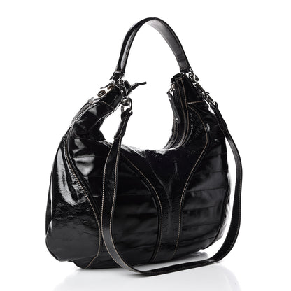 Gucci Patent Calfskin Medium Snow Glam Hobo Black 4 of 16