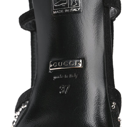 Gucci Tela Retino Kid Scamosciato Crystal GG Monogram Square G 35mm Slingback Pumps 37 Black 6 of 9