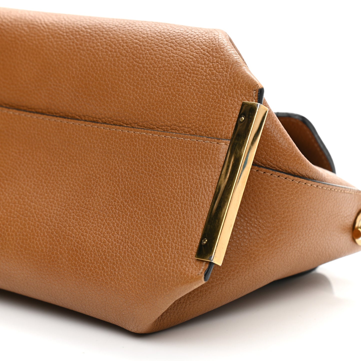 Calfskin Medium Clare Top Handle Bag Tan Black