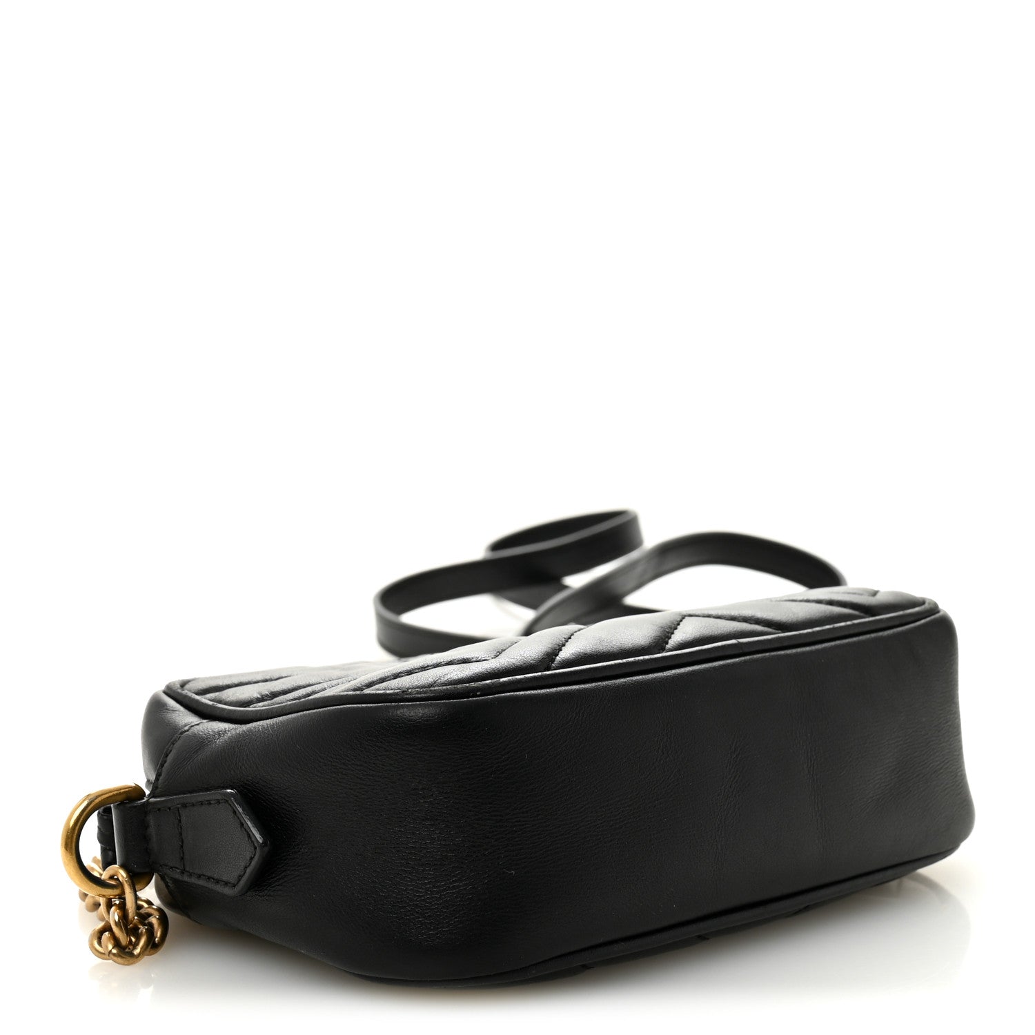 Gucci Calfskin Matelasse Mini GG Marmont Chain Shoulder Bag Black 4 of 12