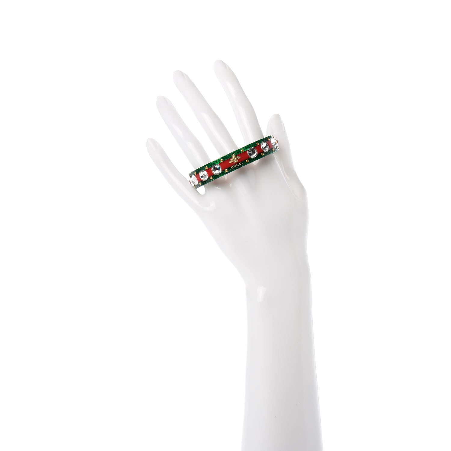 Gucci Crystal Web Cuff 16 Green Red 2 of 6