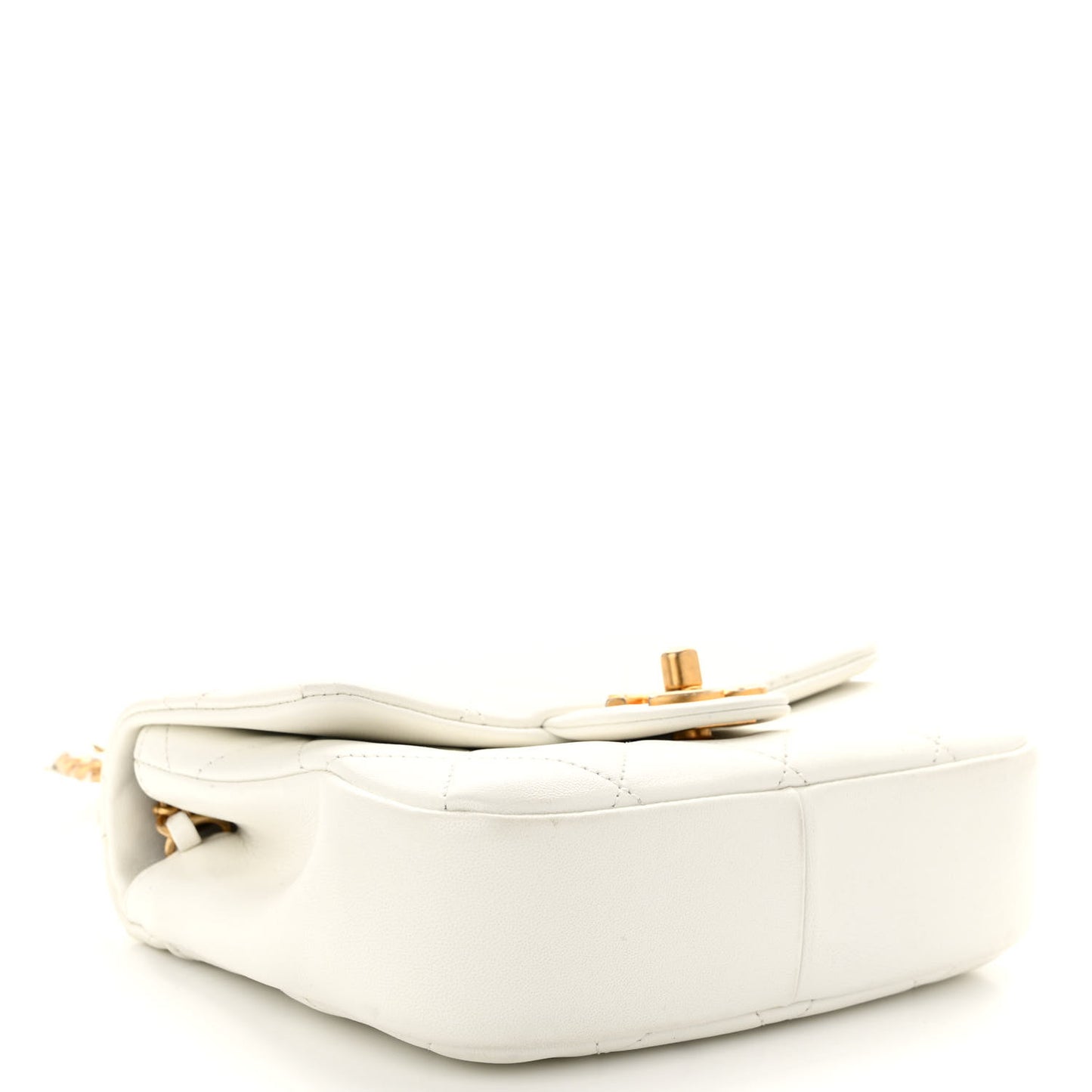 Lambskin Quilted Small In The Loop Handle Flap Bag White