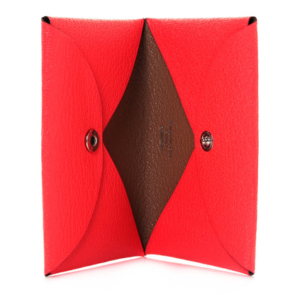 Hermes Chevre Mysore Verso Calvi Card Case Rose Texas Quebracho 5 of 9