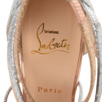 Christian Louboutin Mini Glitter Mariniere 100 Cage Sandals 39 Poudre Silver 7 of 10