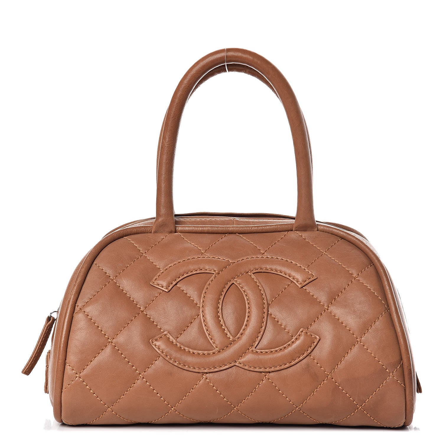Chanel Calfskin Quilted Small Bowler Brown 1 of 23