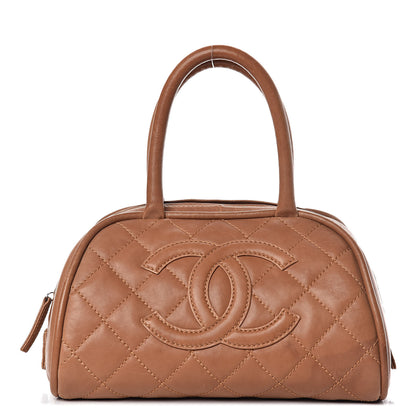 Chanel Calfskin Quilted Small Bowler Brown 1 of 23