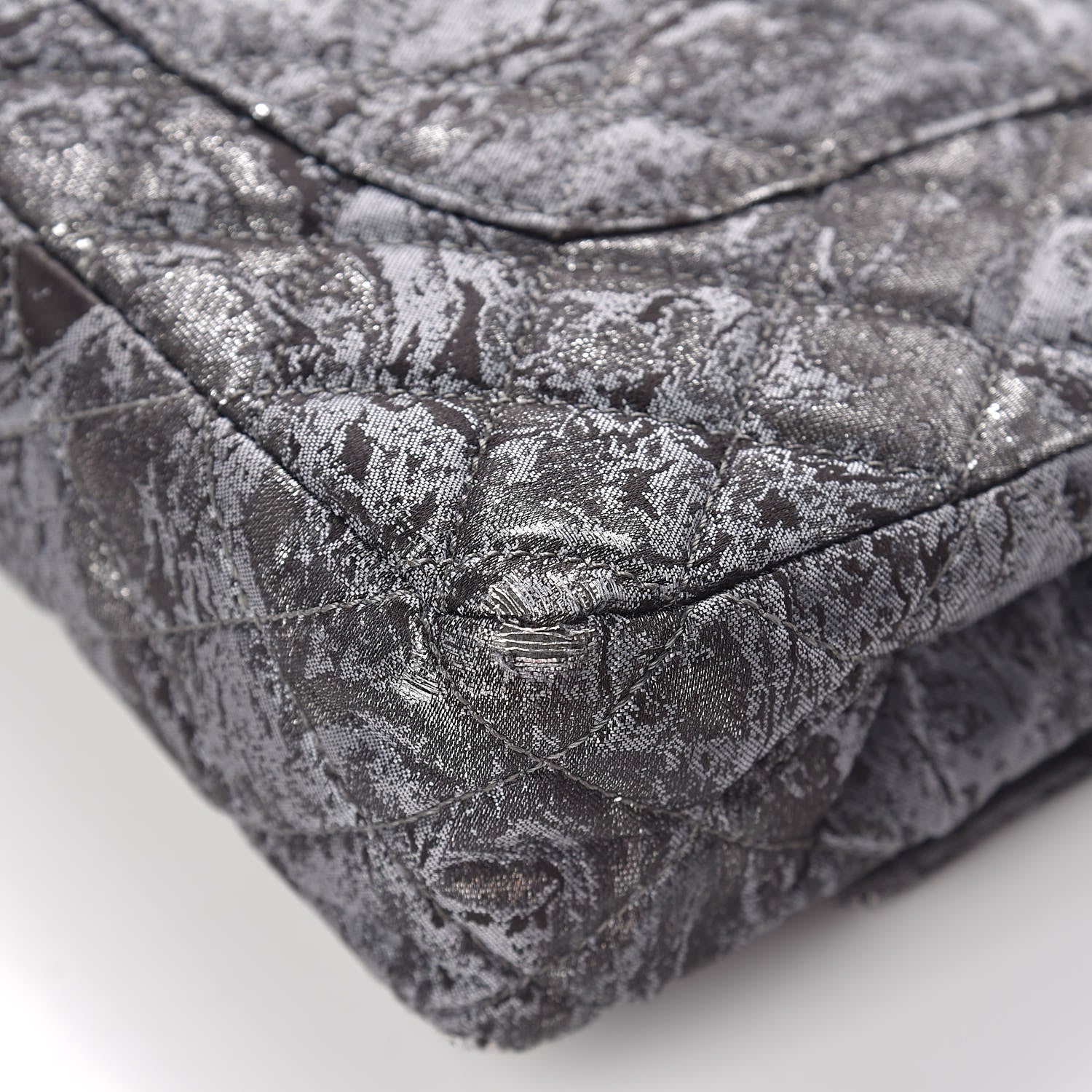 Chanel Metallic Brocade Quilted Medium Double Flap Dark Grey 14 of 15