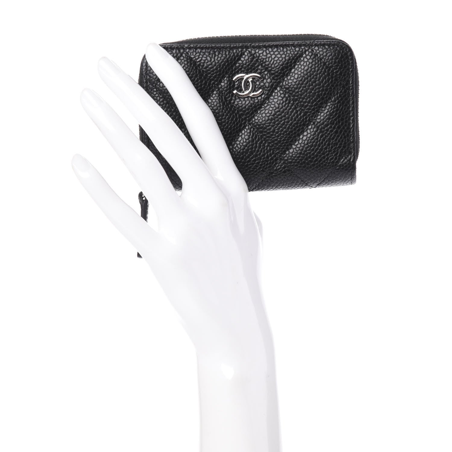 Chanel Caviar Quilted Zip Coin Purse Black 2 of 9