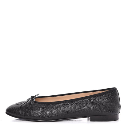 Chanel Caviar CC Cap Toe Ballerina Flats 42 Black 1 of 17