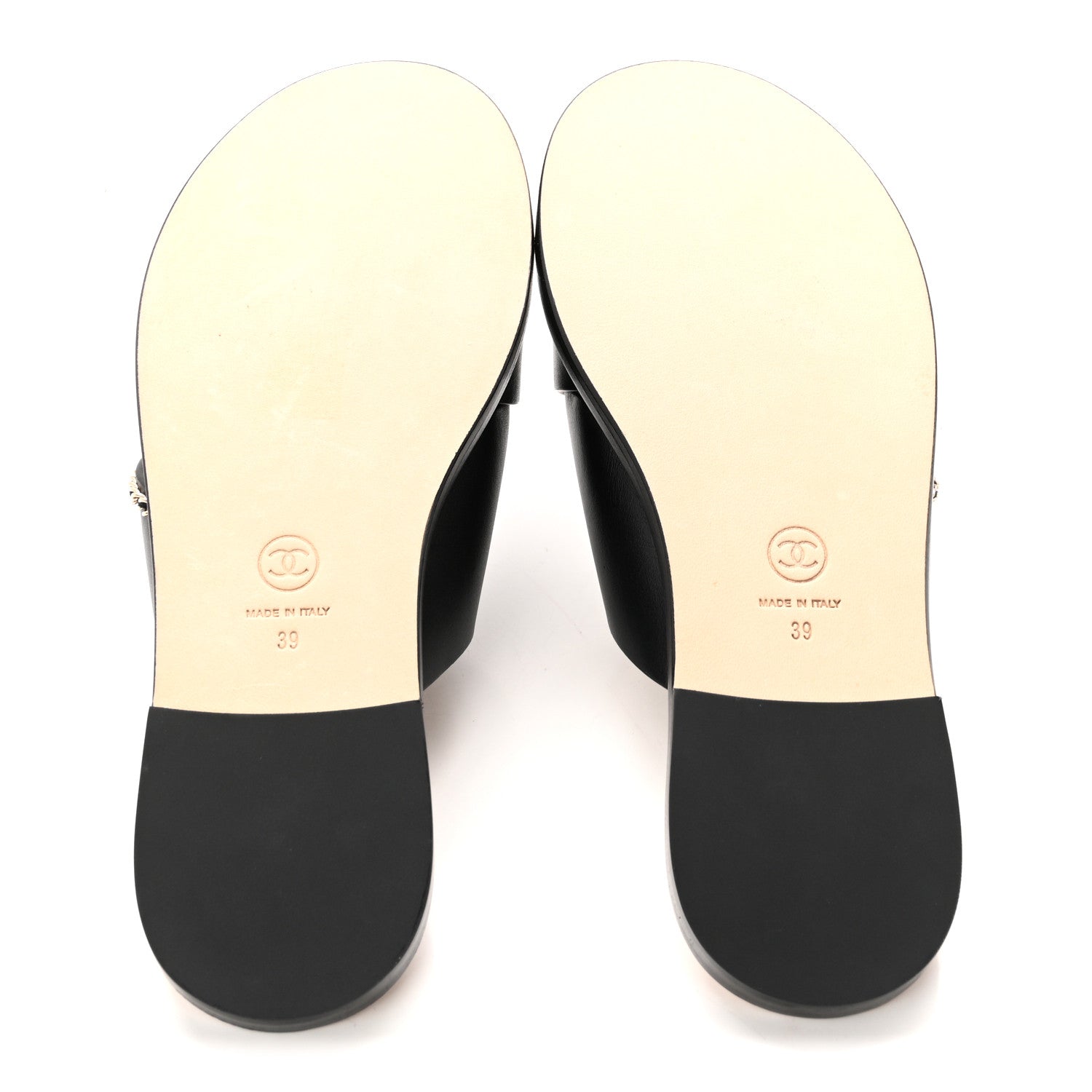 Chanel Calfskin Quilted Chain CC Mules 39 Black 6 of 9