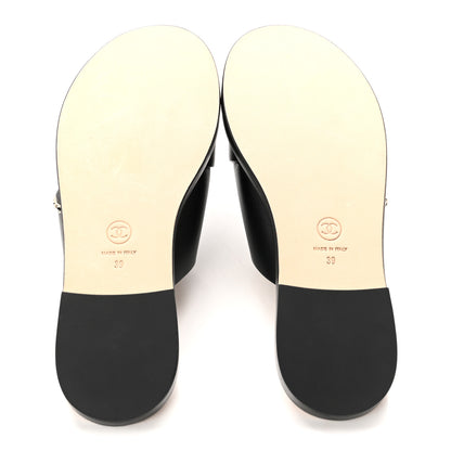 Chanel Calfskin Quilted Chain CC Mules 39 Black 6 of 9