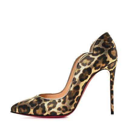 Christian Louboutin Calfskin Coin Leopard Print Hot Chick 100 Pumps 37.5 Gold 3 of 24