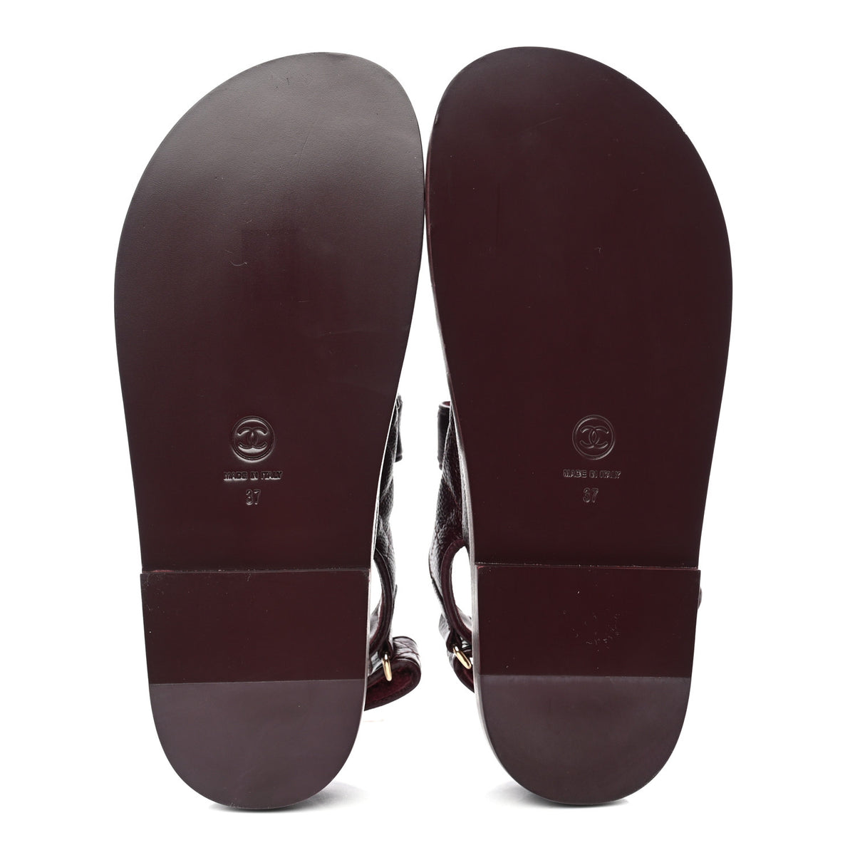 Grained Calfskin Velcro Dad Sandals 37 Burgundy