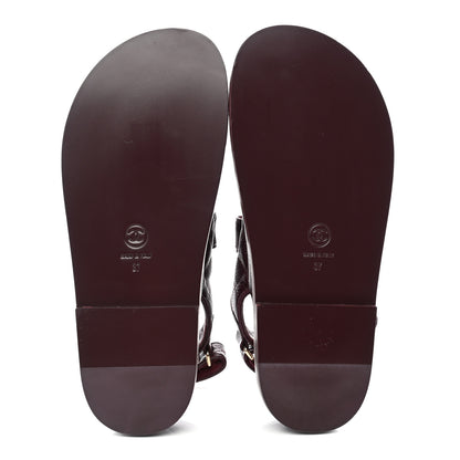 Chanel Grained Calfskin Velcro Dad Sandals 37 Burgundy 4 of 10