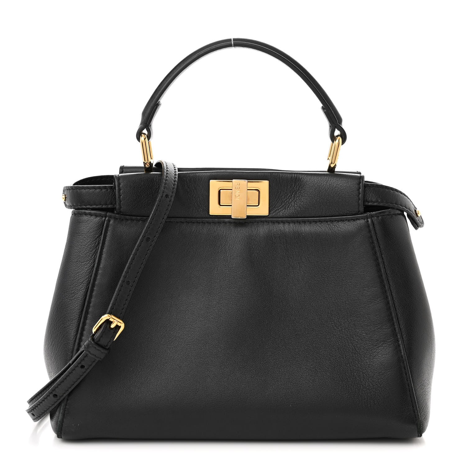 Fendi Nappa Mini Peekaboo Iconic Satchel Black 1 of 11