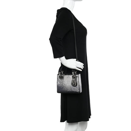 Christian Dior Satin Sequin Gradient Mini Lady Dior Black Silver 2 of 10