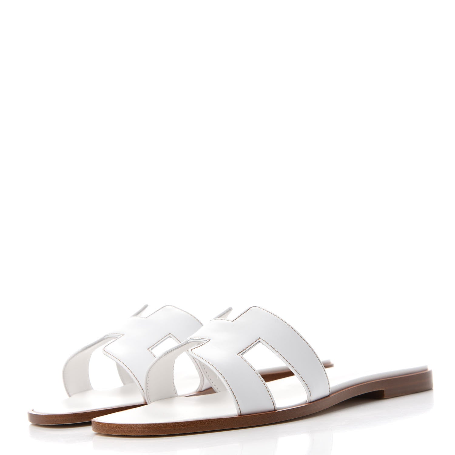 Hermes Box Calfskin Oran Sandals 38 White 3 of 8