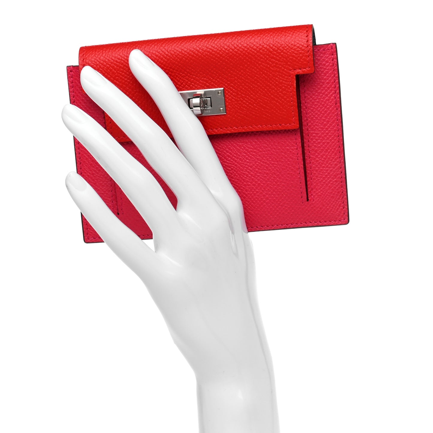Epsom Tricolor Kelly Pocket Compact Wallet Rouge Coeur Rose Extreme Bleu Zanzibar