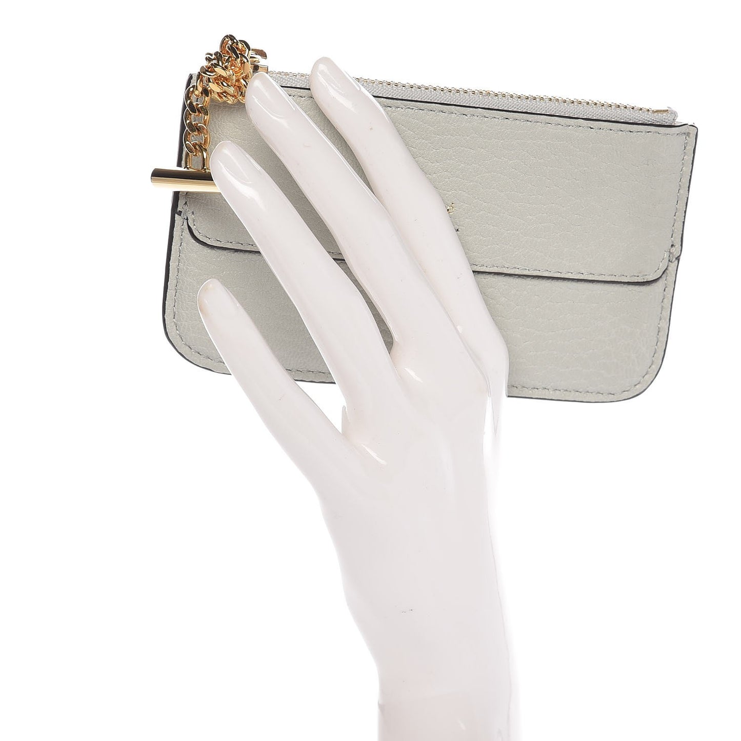 Grained Calfskin Drew Card Holder Airy Grey