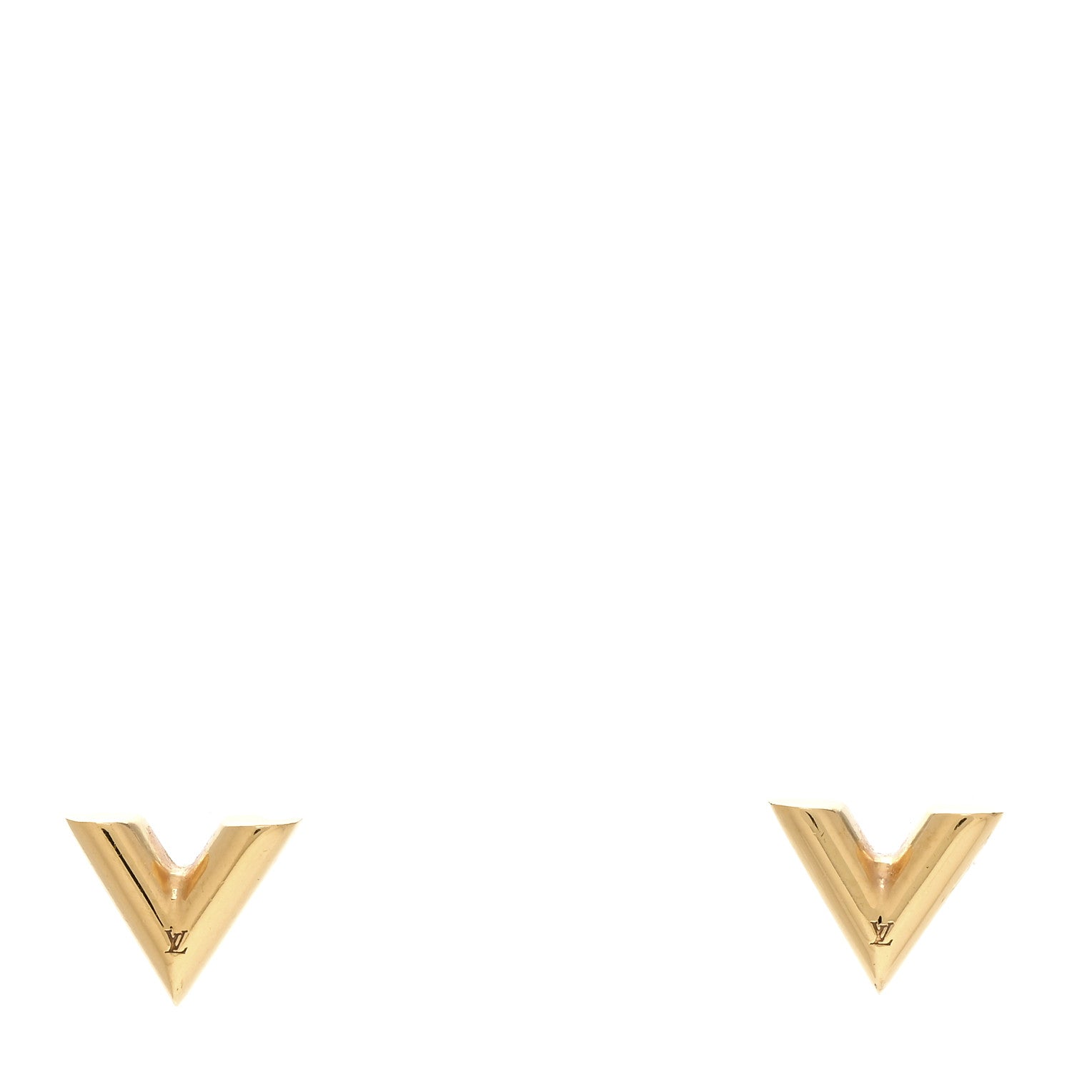 Louis Vuitton Brass Essential V Stud Earrings Gold 1 of 4