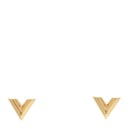 Louis Vuitton Brass Essential V Stud Earrings Gold 1 of 4