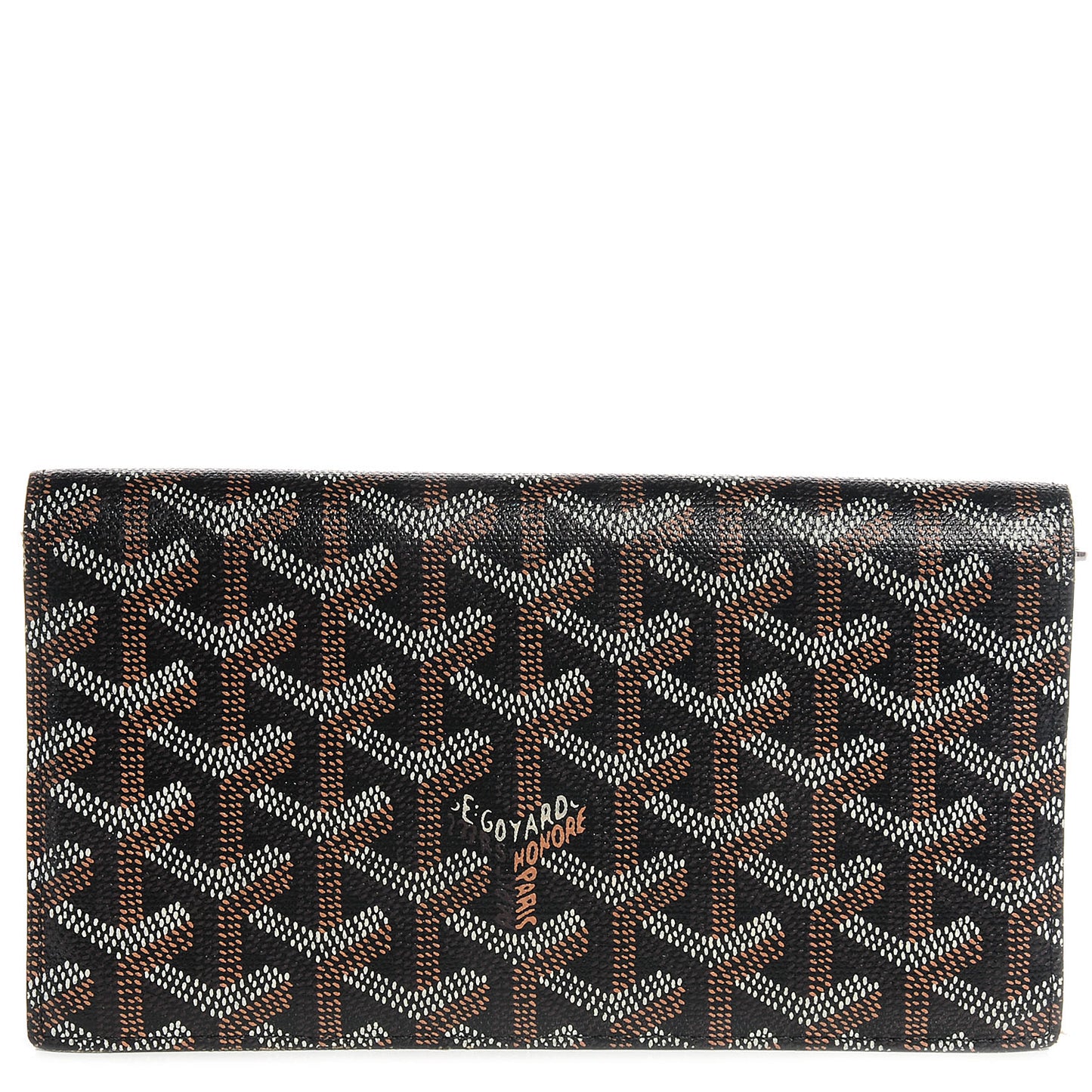 Coated Canvas Chevron Long Bi-Fold Wallet Black