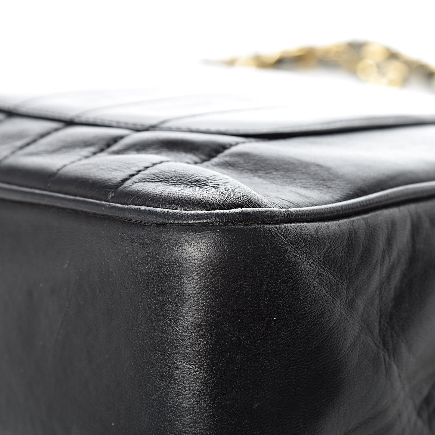 Lambskin Vertical Quilt Jumbo Single Flap Black