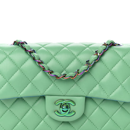 Chanel Lambskin Quilted Mini Rectangular Flap Green Blue 10 of 11